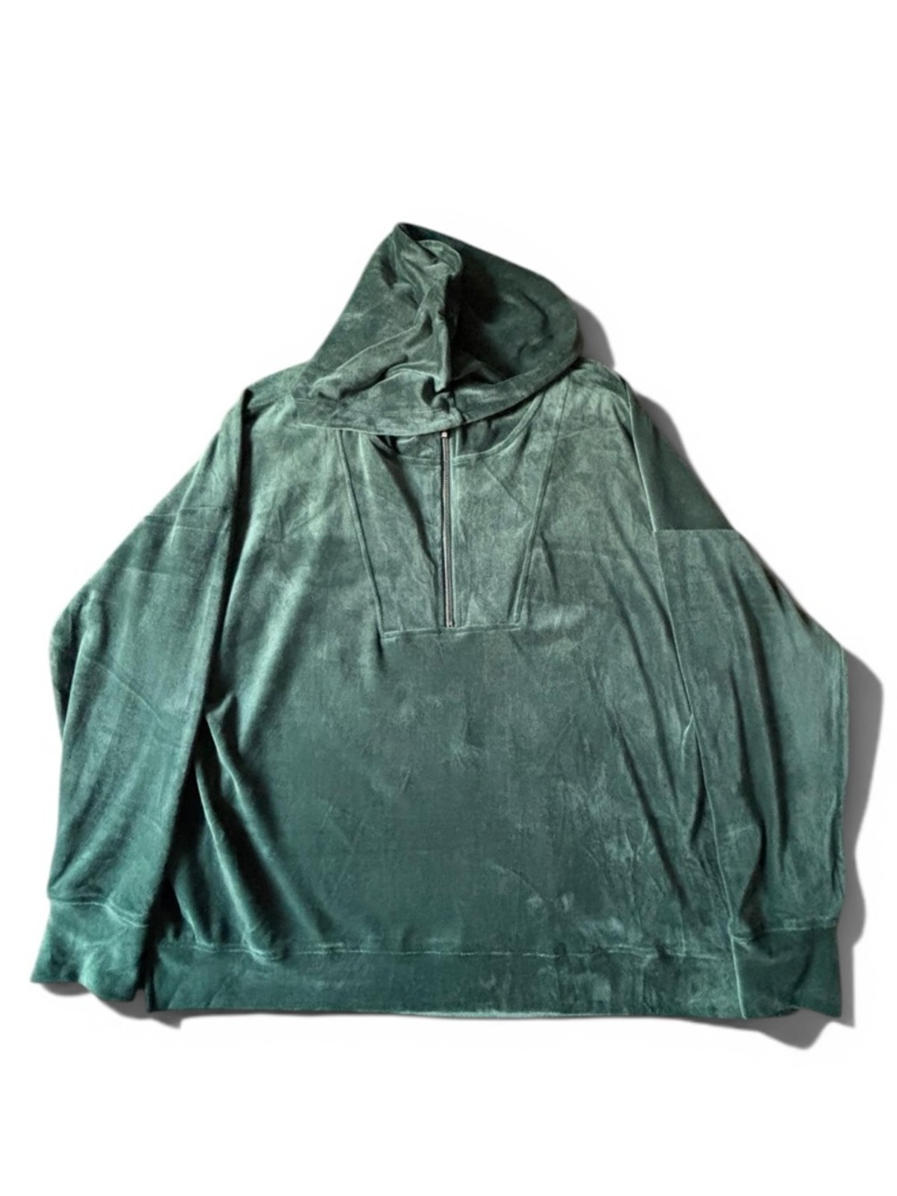 Cable & Gauge Green Velour Hoodie Size XL Half Zip Pullover Sweatshirt NWOT